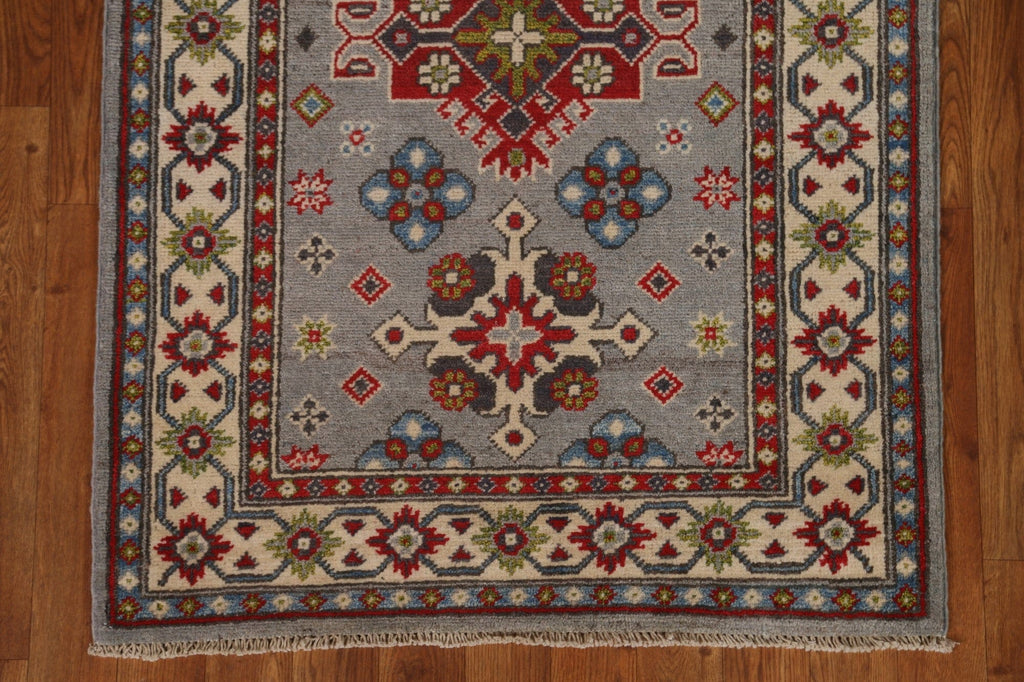 Geometric Kazak Wool Runner Rug 3x10