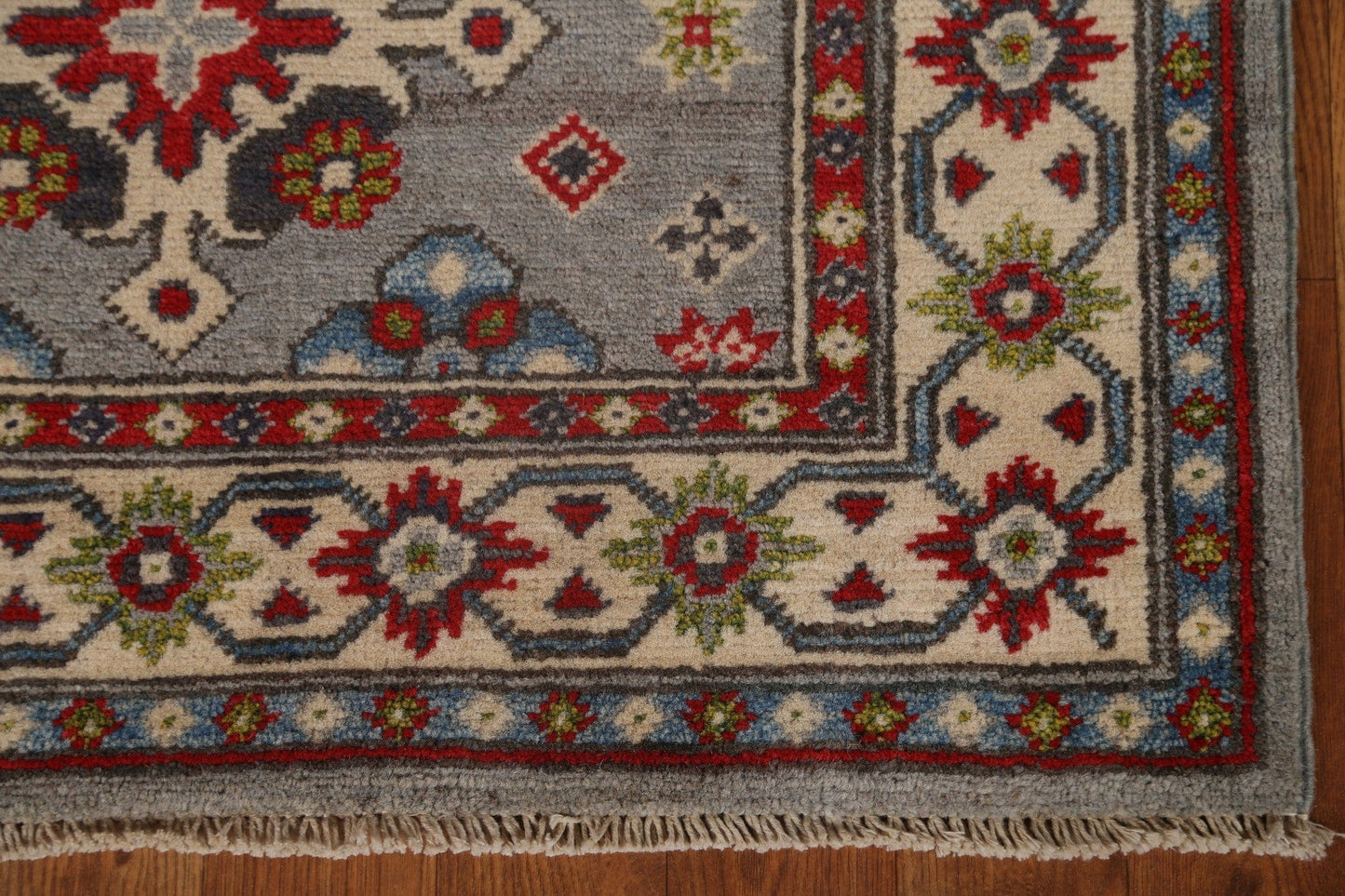 Geometric Kazak Wool Runner Rug 3x10