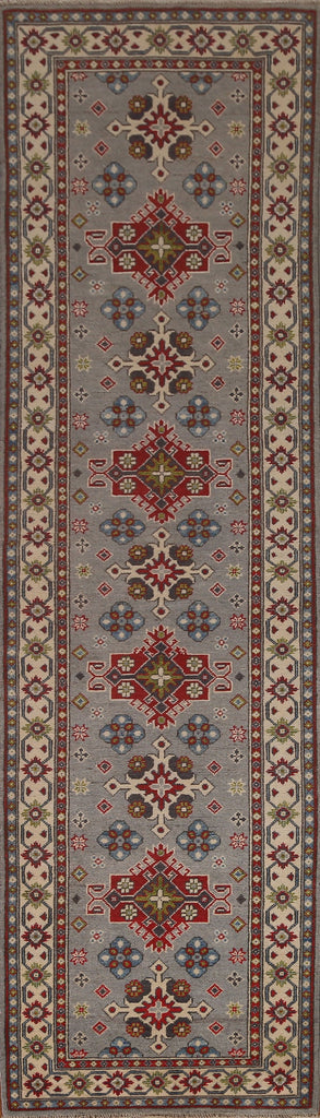 Geometric Kazak Wool Runner Rug 3x10