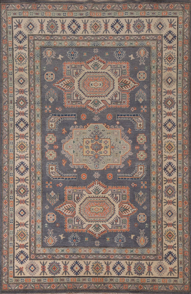 Blue Kazak Geometric Area Rug 6x8