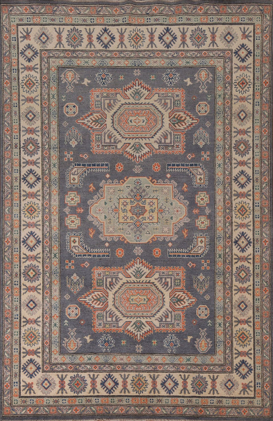 Blue Kazak Geometric Area Rug 6x8