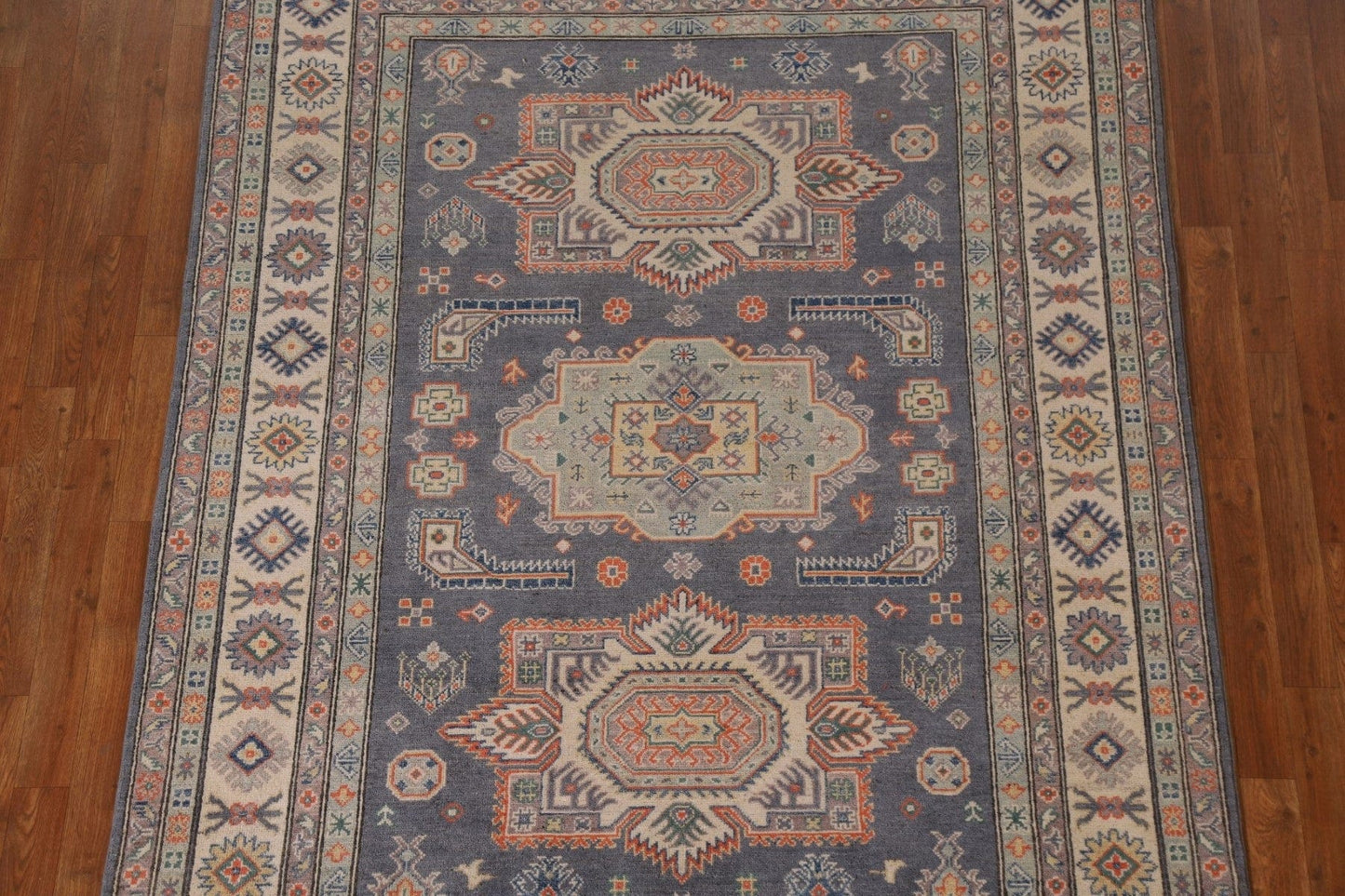 Blue Kazak Geometric Area Rug 6x8