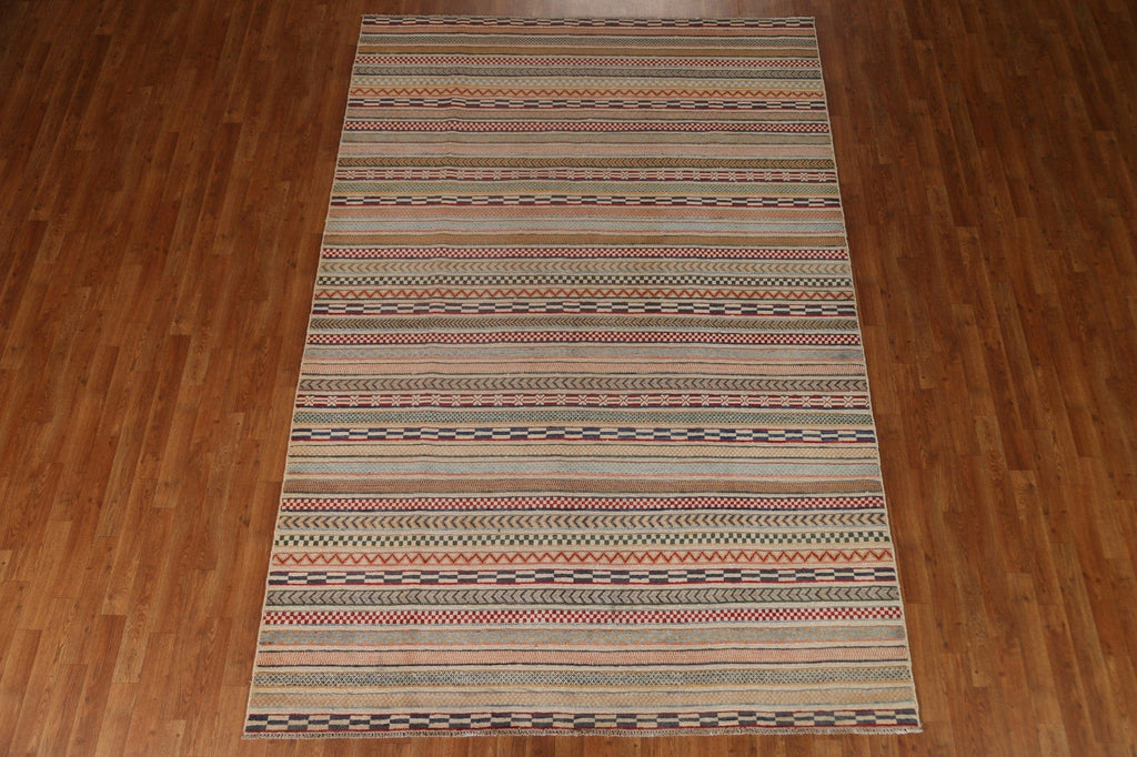 Striped Gabbeh Kashkoli Area Rug 7x10