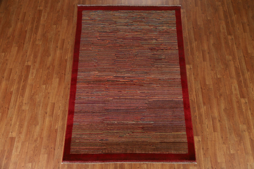 All-Over Striped Gabbeh Kashkoli Area Rug 5x8