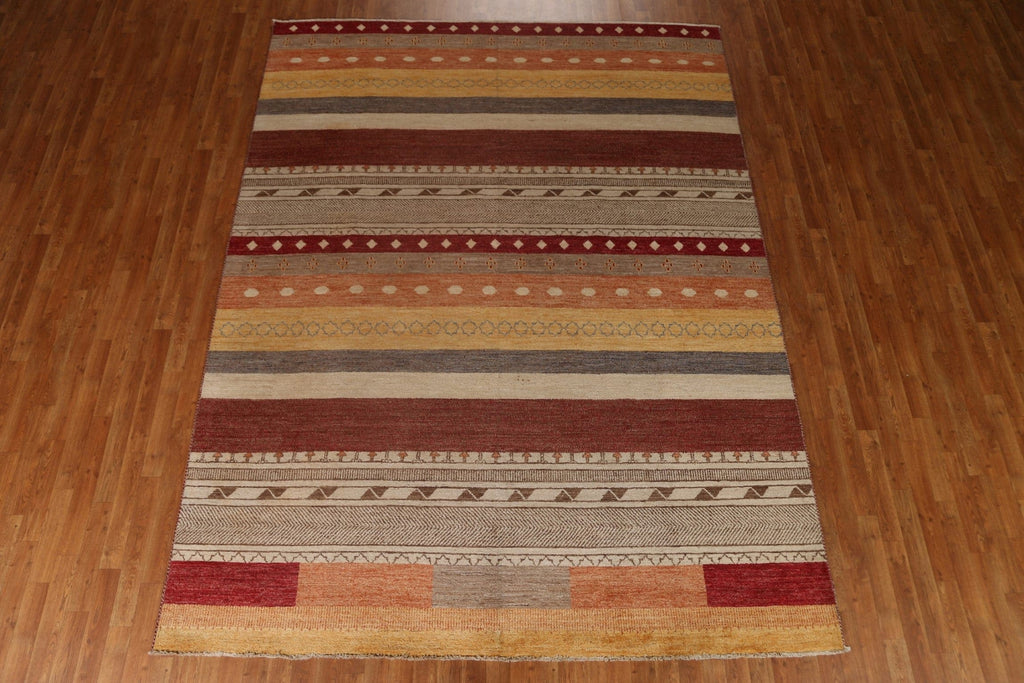 Striped Gabbeh Kashkoli Area Rug 8x11