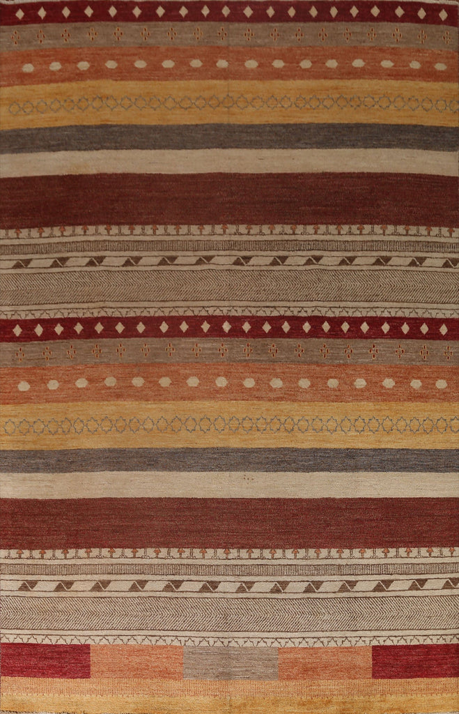 Striped Gabbeh Kashkoli Area Rug 8x11