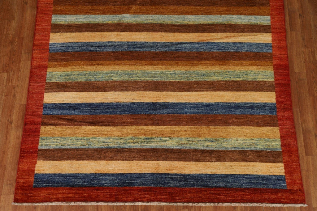 Striped Gabbeh Kashkoli Modern Area Rug 6x8