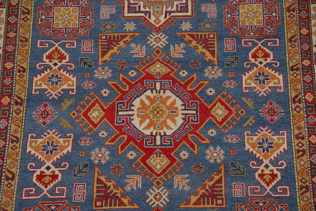 Blue Geometric Kazak Pakistan Area Rug 7x10