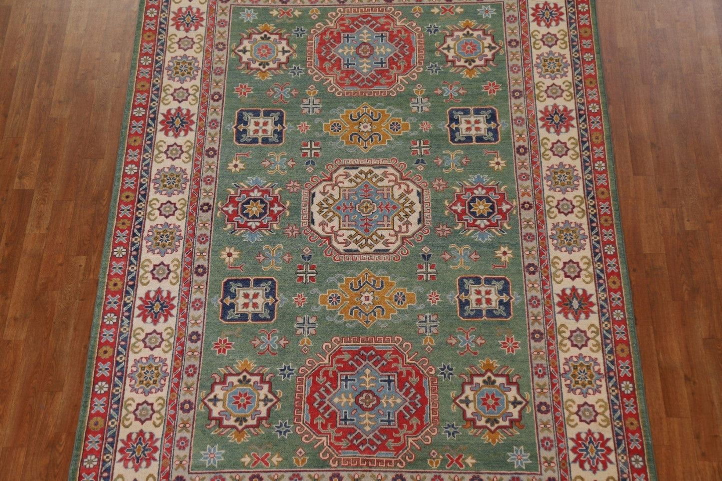 Green Wool Kazak Pakistan Area Rug 7x10