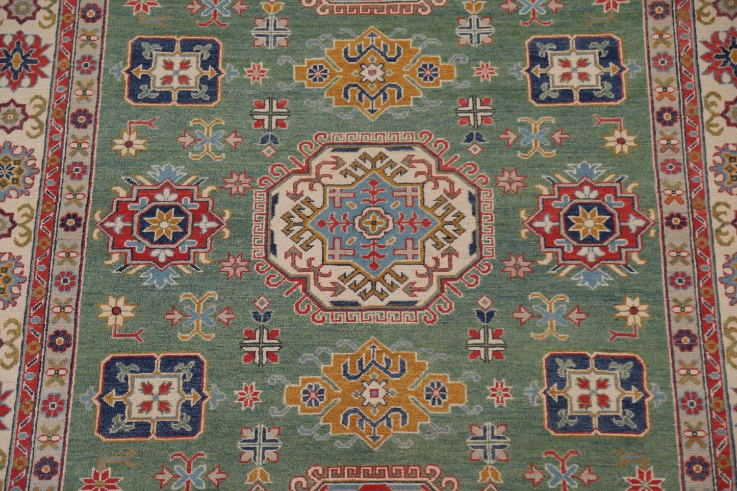 Green Wool Kazak Pakistan Area Rug 7x10