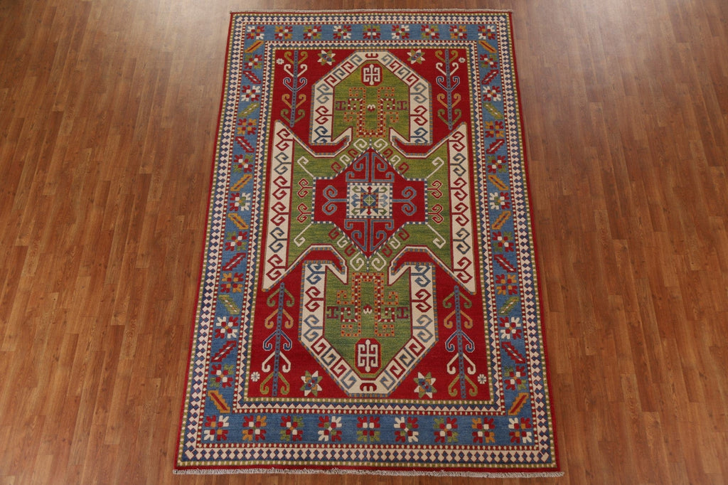 Handmade Kazak Geometric Area Rug 7x10