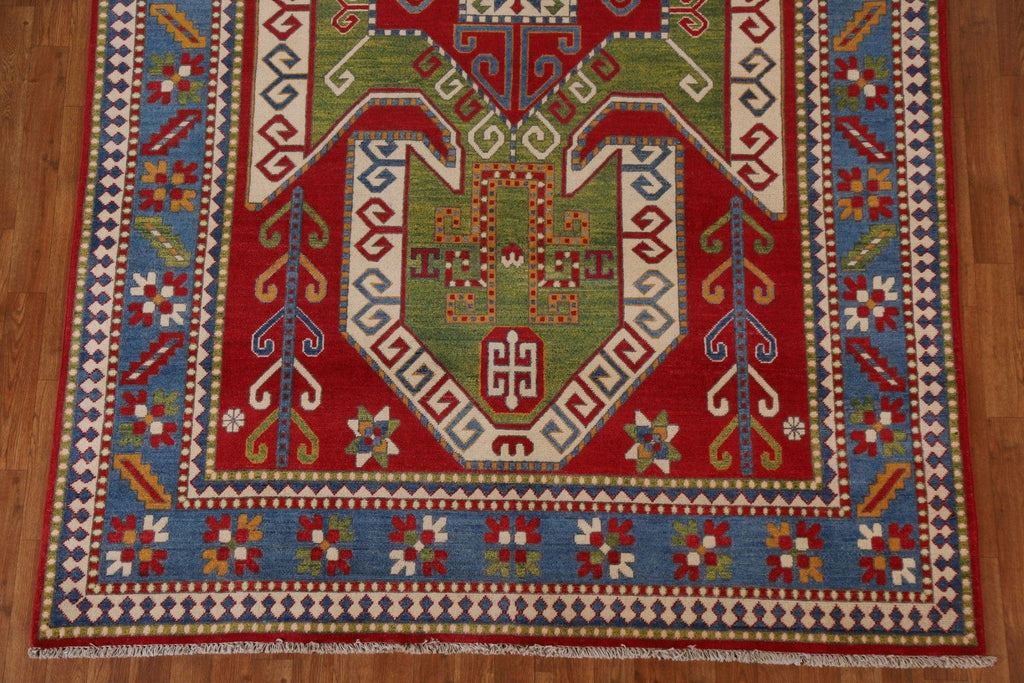 Handmade Kazak Geometric Area Rug 7x10