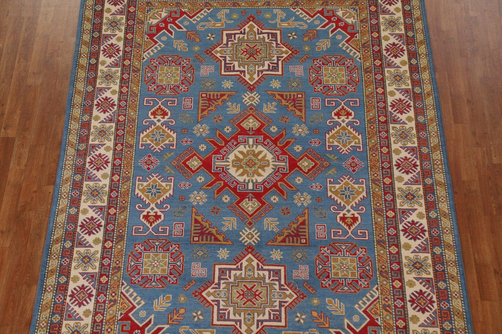 Blue Geometric Kazak Pakistan Area Rug 7x10