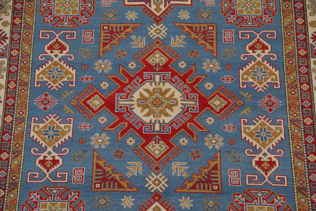 Blue Geometric Kazak Pakistan Area Rug 7x10