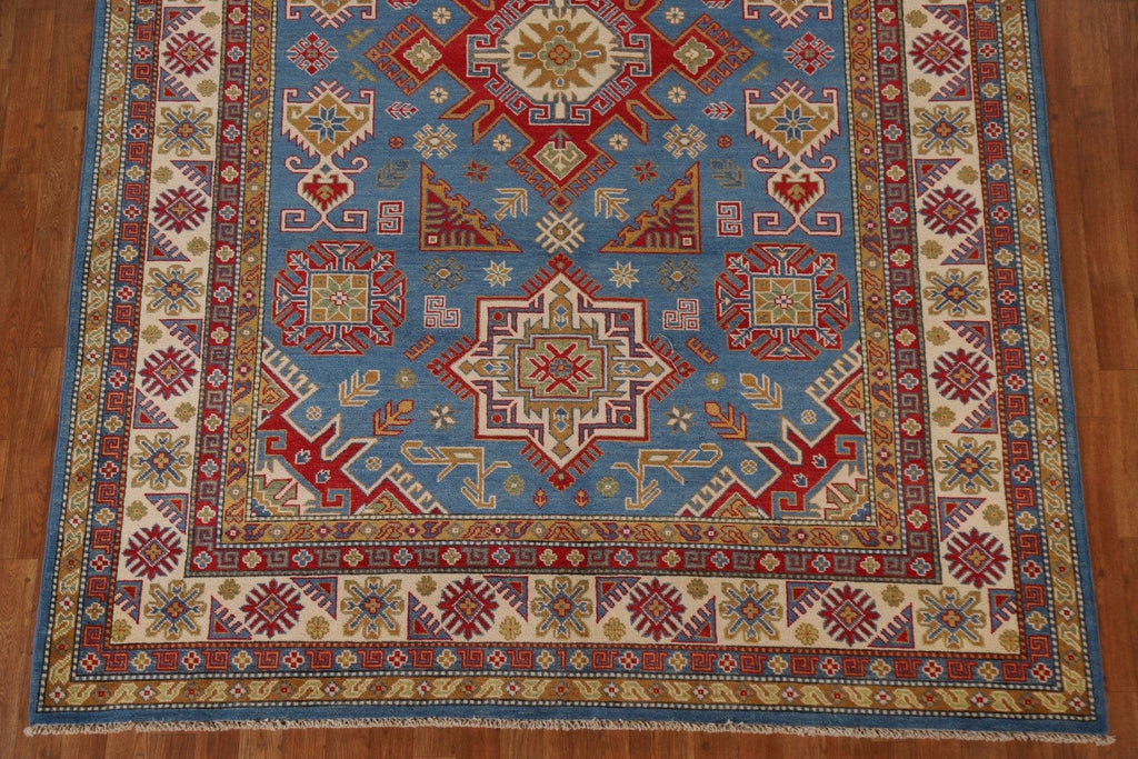 Blue Geometric Kazak Pakistan Area Rug 7x10