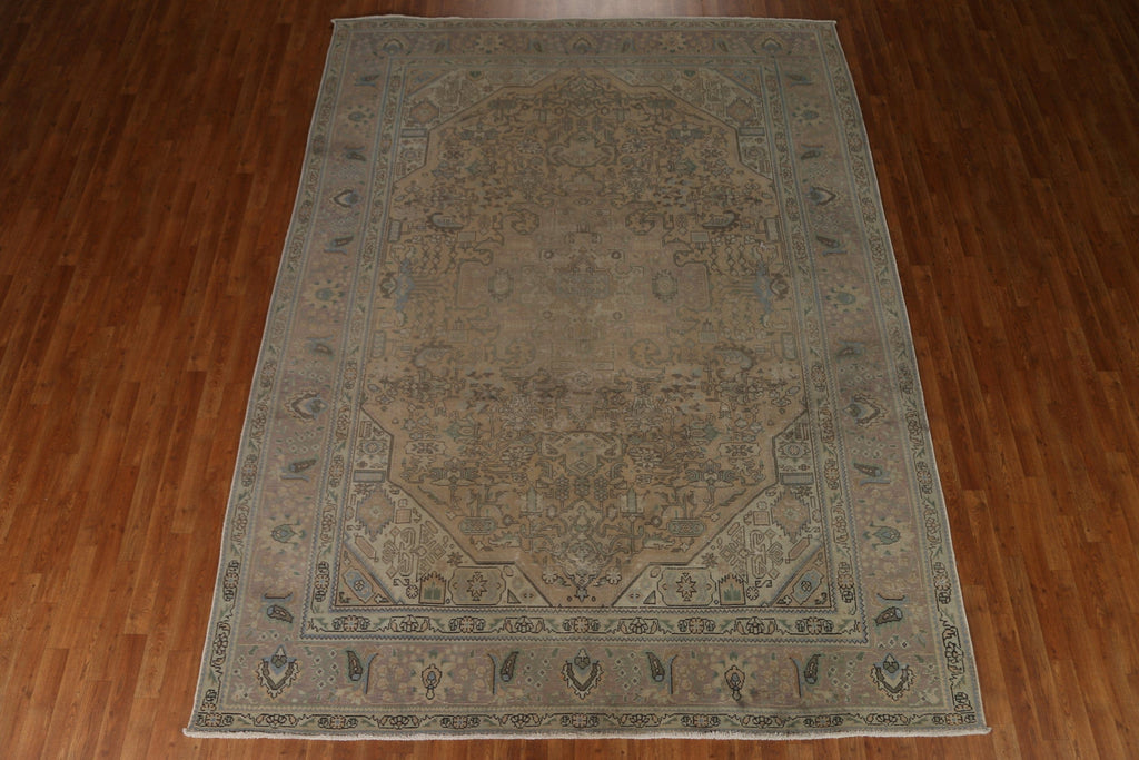 Distressed Wool Tabriz Persian Area Rug 8x11