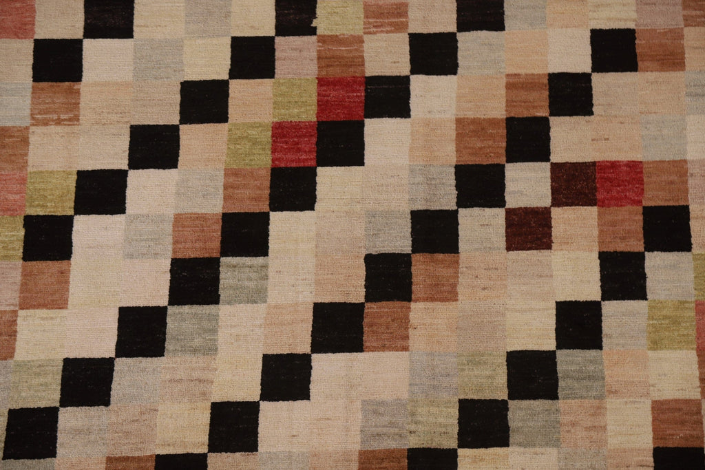 Checkered Gabbeh Kashkoli Wool Area Rug 5x6