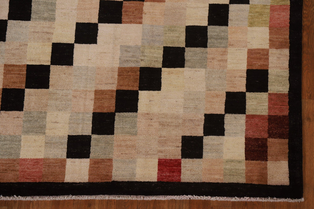 Checkered Gabbeh Kashkoli Wool Area Rug 5x6