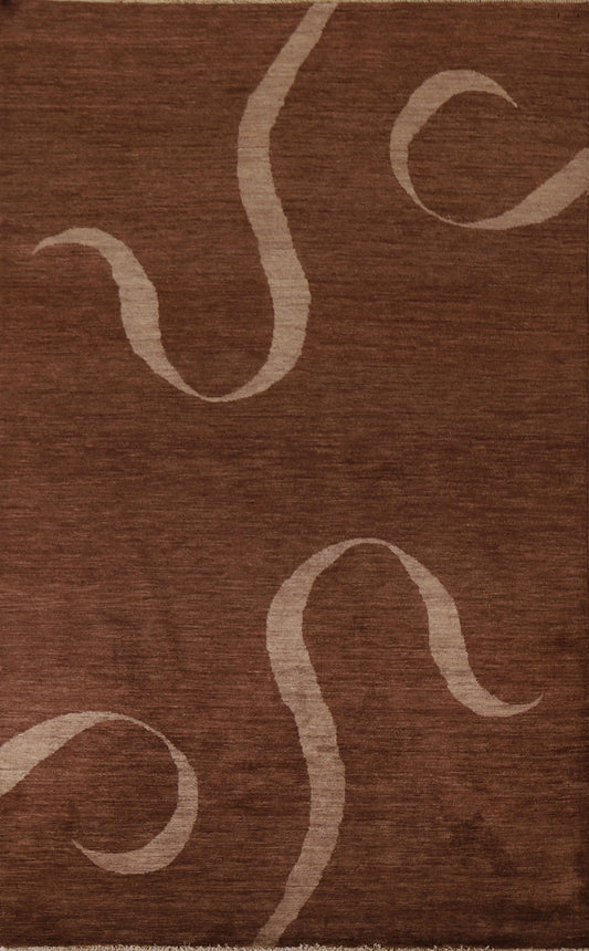 Brown Gabbeh Kashkoli Modern Area Rug 6x8