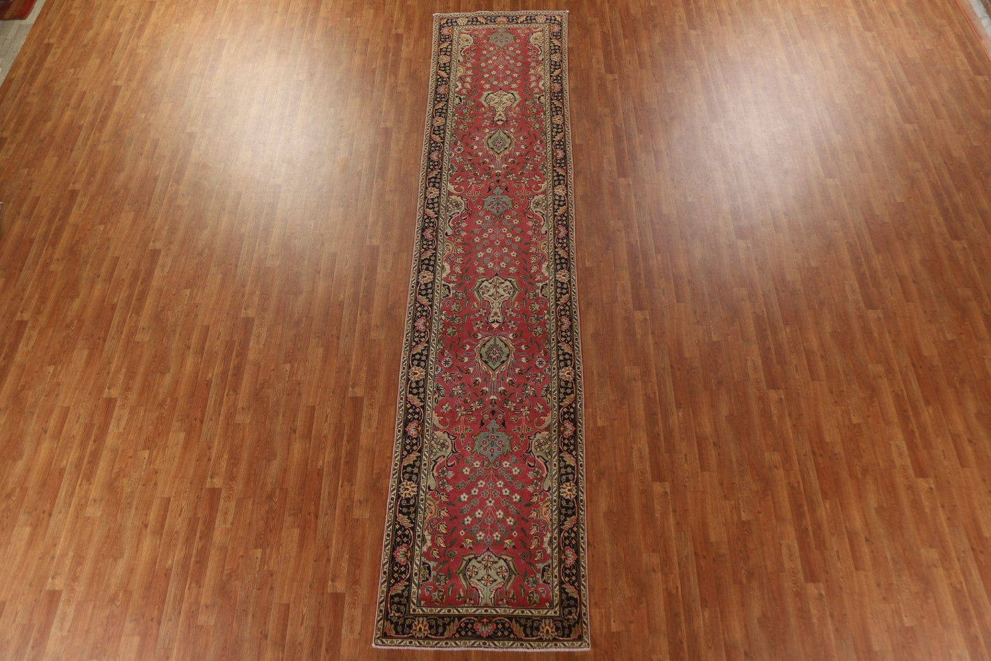 Distressed Tabriz Persian Runner Rug 3x15