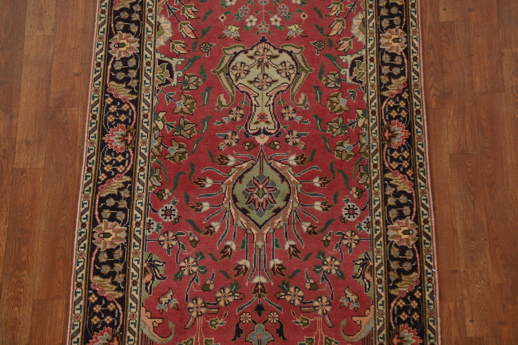 Distressed Tabriz Persian Runner Rug 3x15