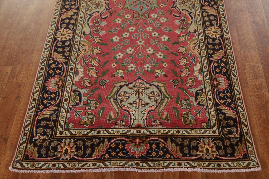 Distressed Tabriz Persian Runner Rug 3x15