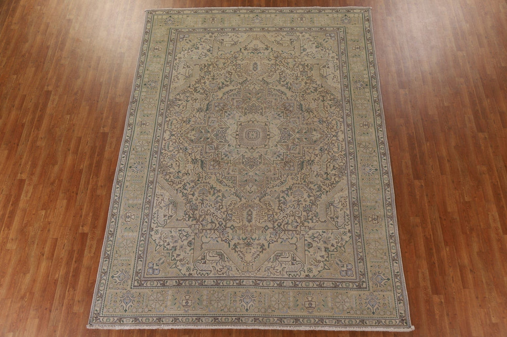 Distressed Wool Tabriz Persian Area Rug 8x11