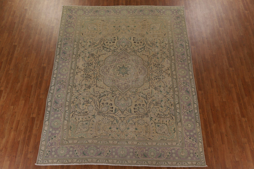 Vintage Distressed Tabriz Persian Area Rug 9x11