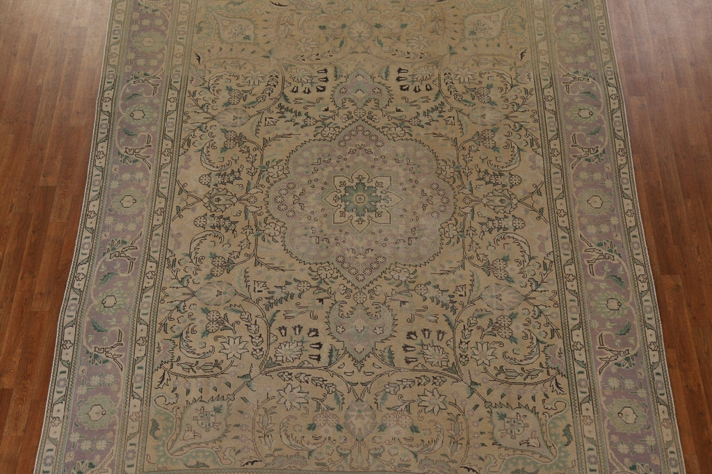 Vintage Distressed Tabriz Persian Area Rug 9x11