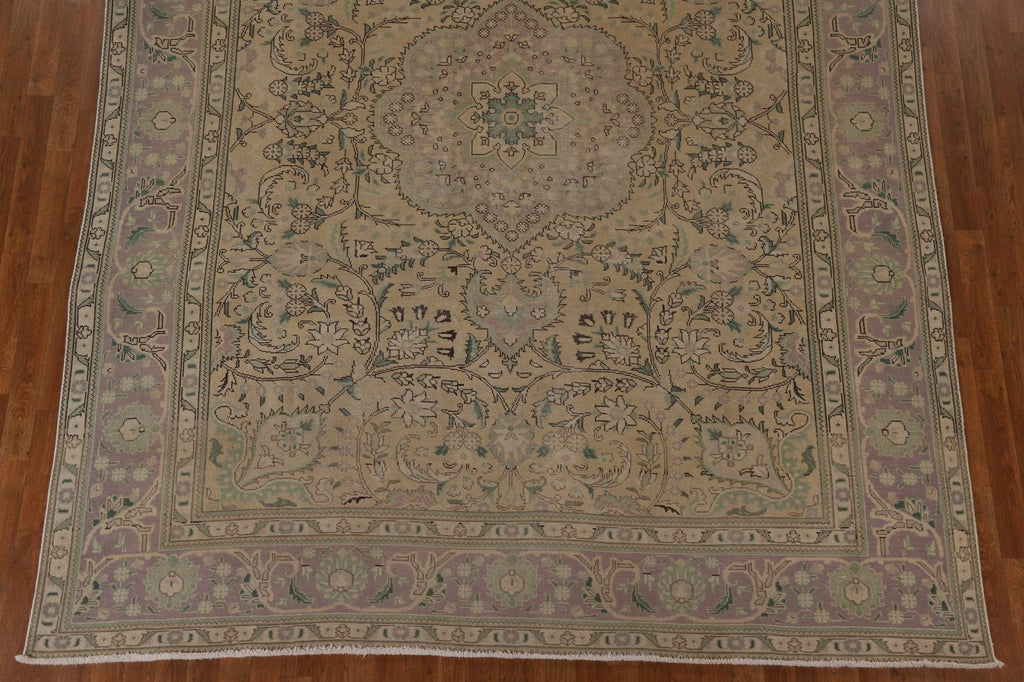 Vintage Distressed Tabriz Persian Area Rug 9x11