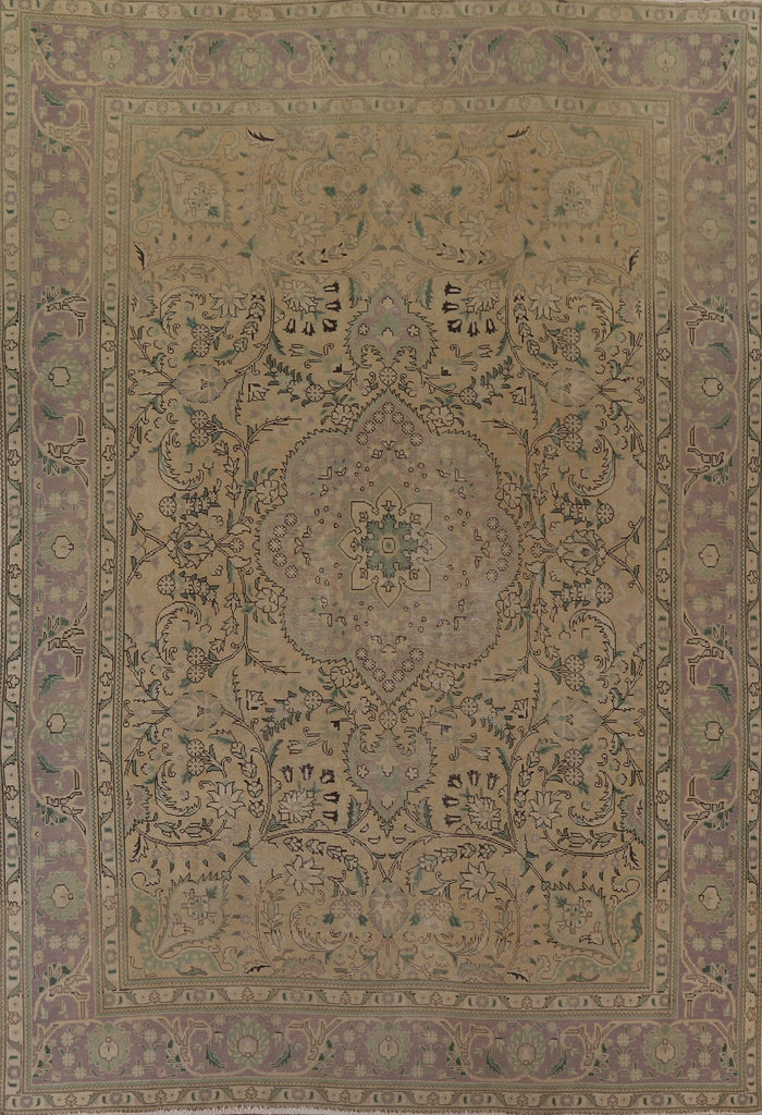 Vintage Distressed Tabriz Persian Area Rug 9x11