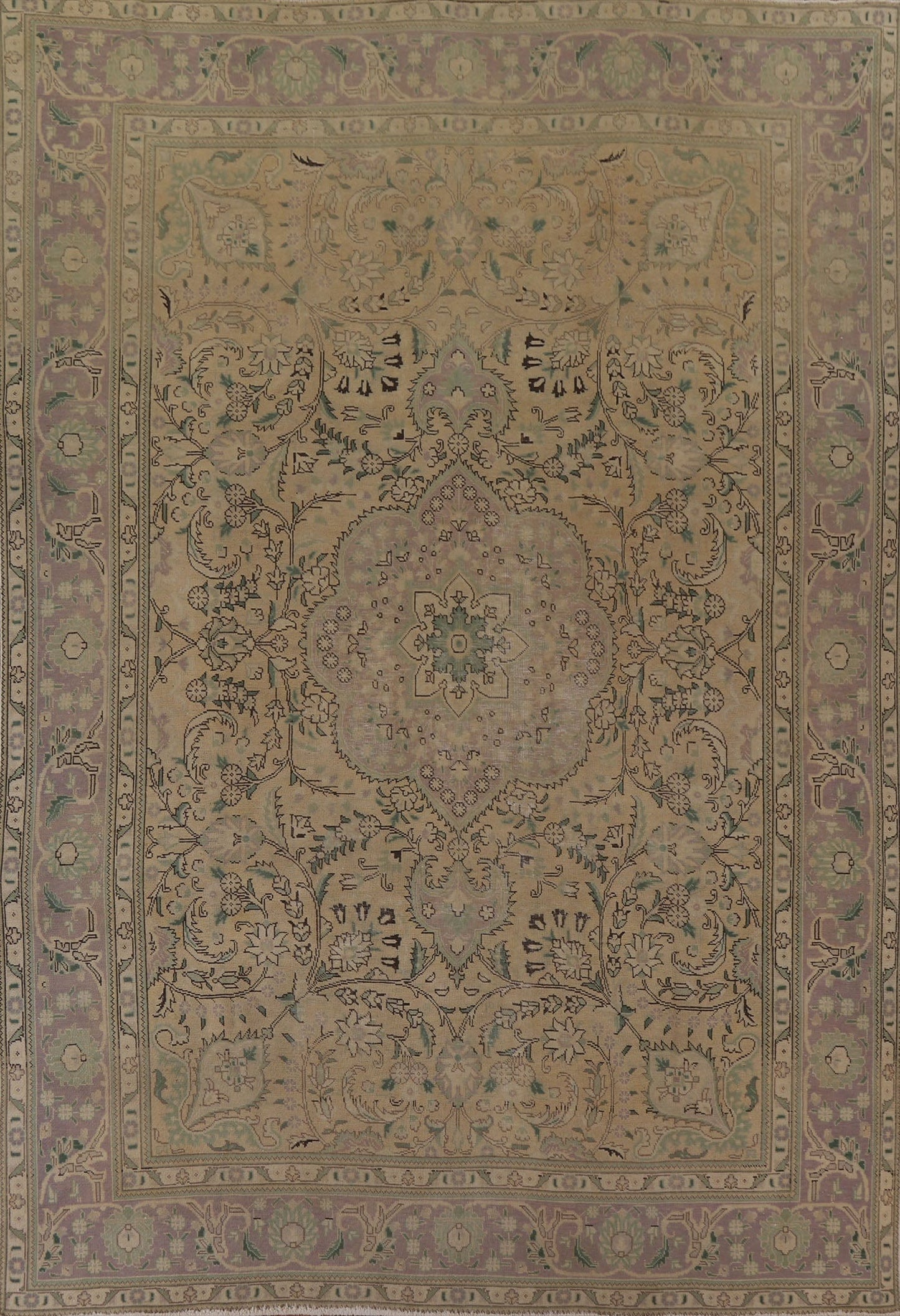 Vintage Distressed Tabriz Persian Area Rug 9x11