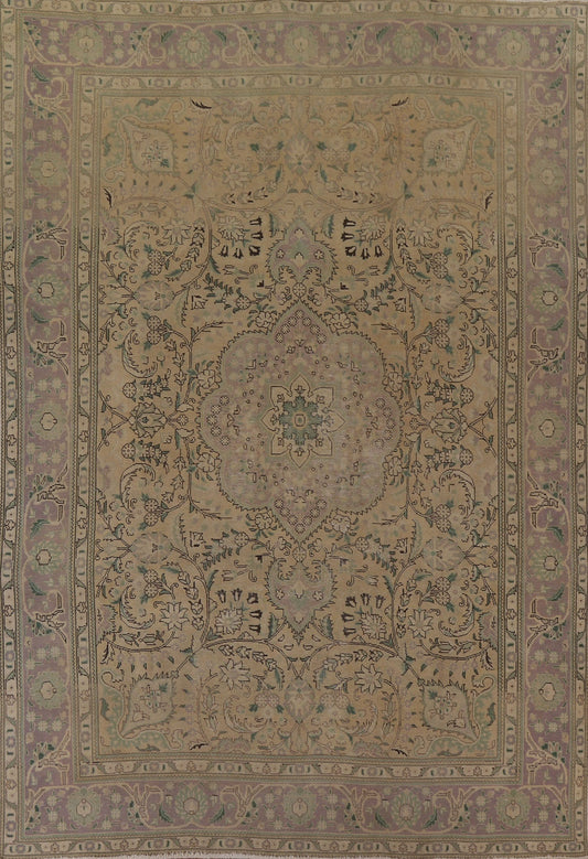 Vintage Distressed Tabriz Persian Area Rug 9x11