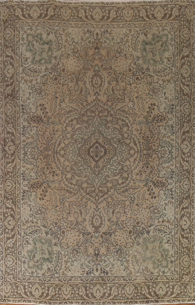 Distressed Wool Tabriz Persian Area Rug 9x12