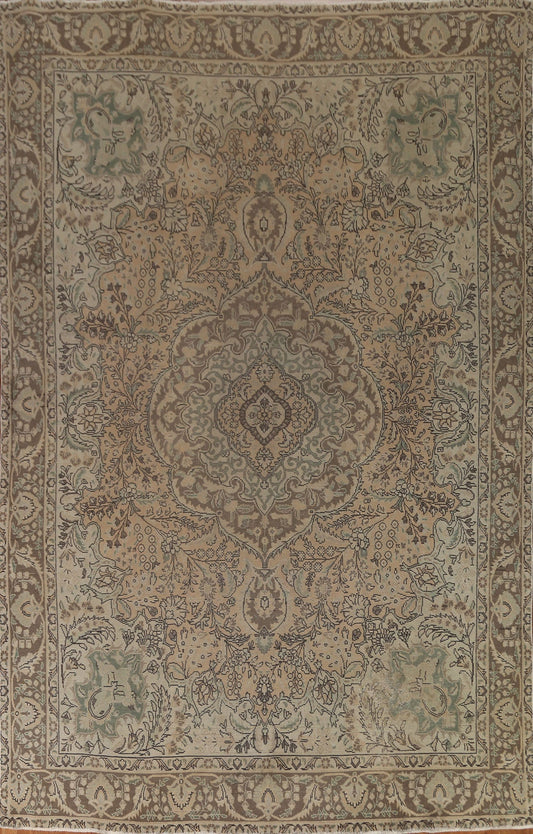 Distressed Wool Tabriz Persian Area Rug 9x12