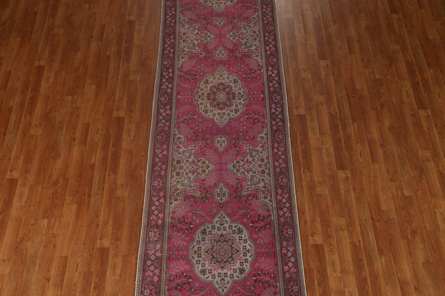 Vintage Pink Tabriz Persian Runner Rug 3x13