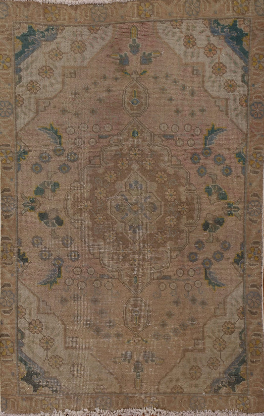 Distressed Wool Tabriz Persian Area Rug 3x4