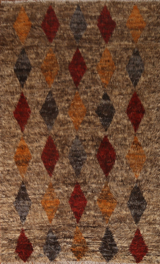 Brown Moroccan Berber Wool Area Rug 6x9