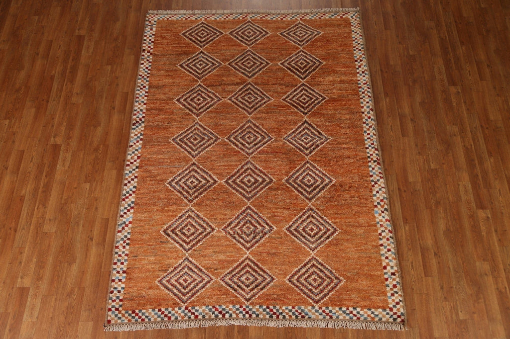 Orange Moroccan Oriental Area Rug 6x8