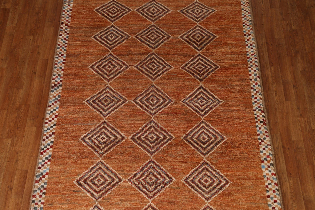 Orange Moroccan Oriental Area Rug 6x8