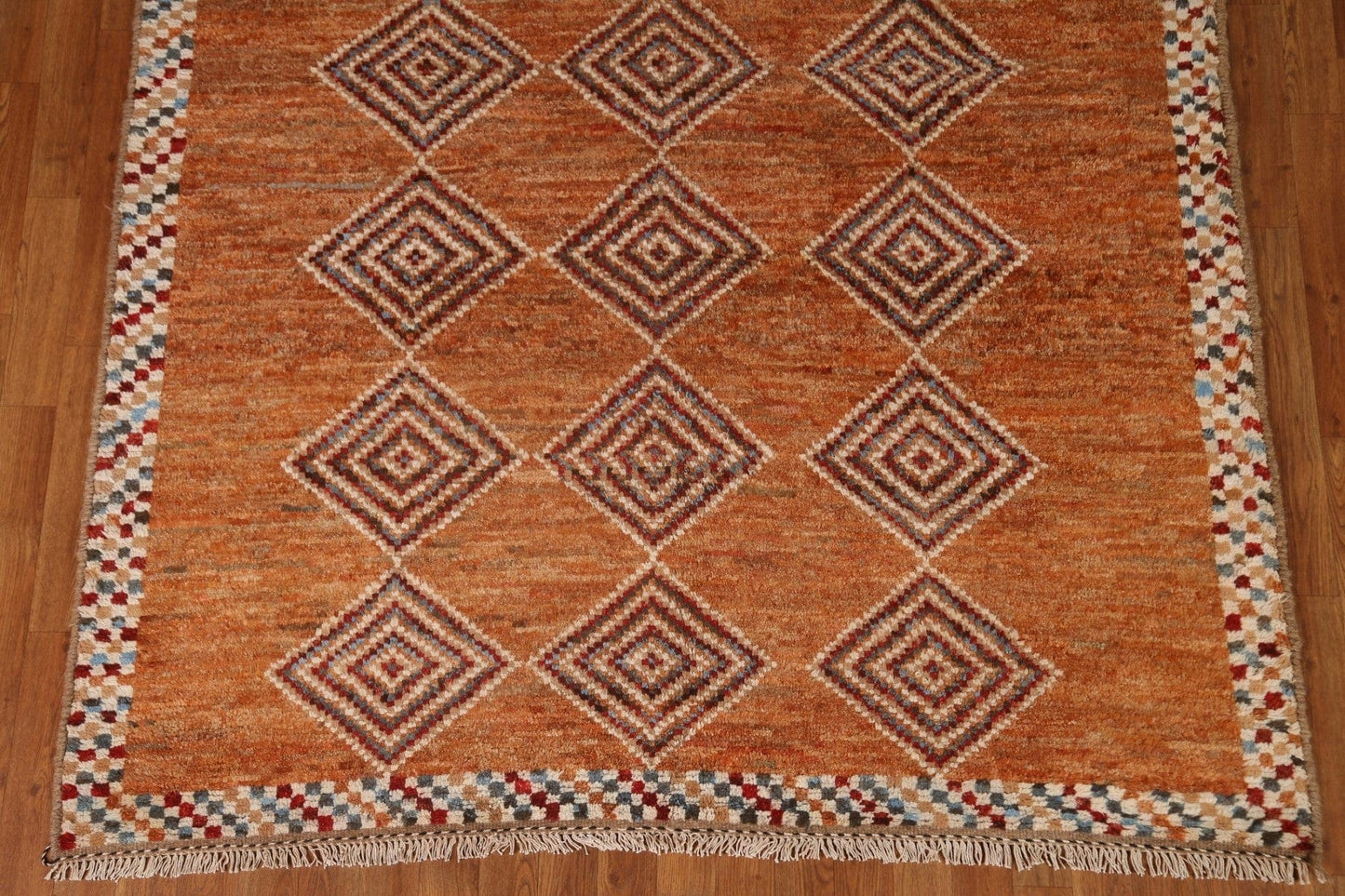 Orange Moroccan Oriental Area Rug 6x8