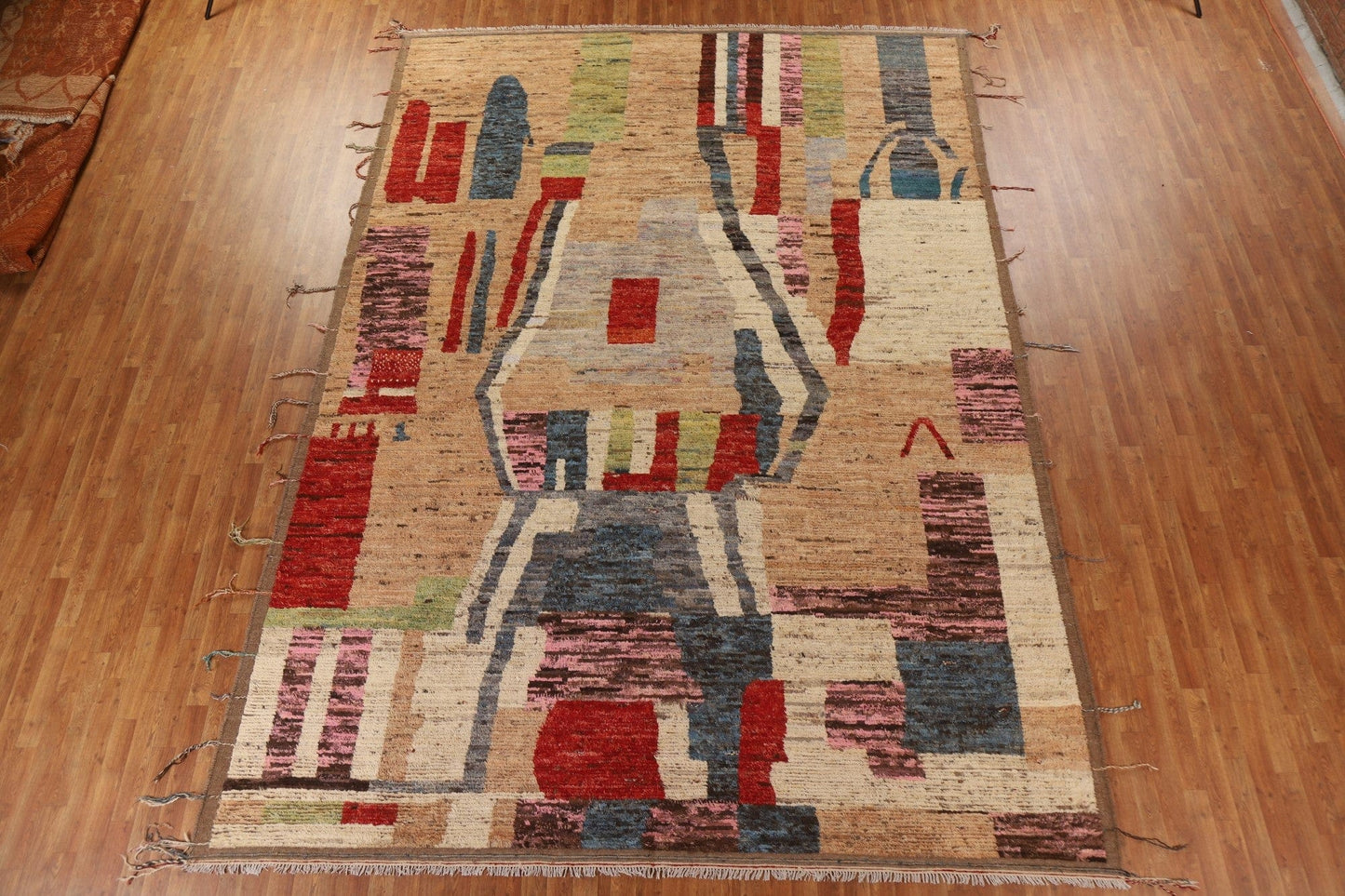 Hand-Knotted Wool Moroccan Large Area Rug 10x14