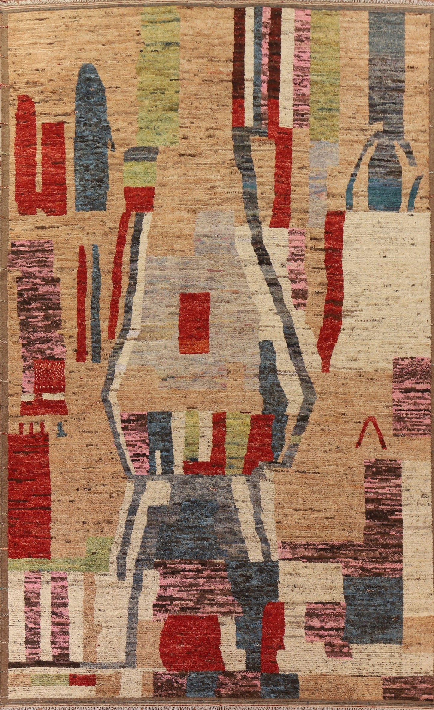 Hand-Knotted Wool Moroccan Large Area Rug 10x14