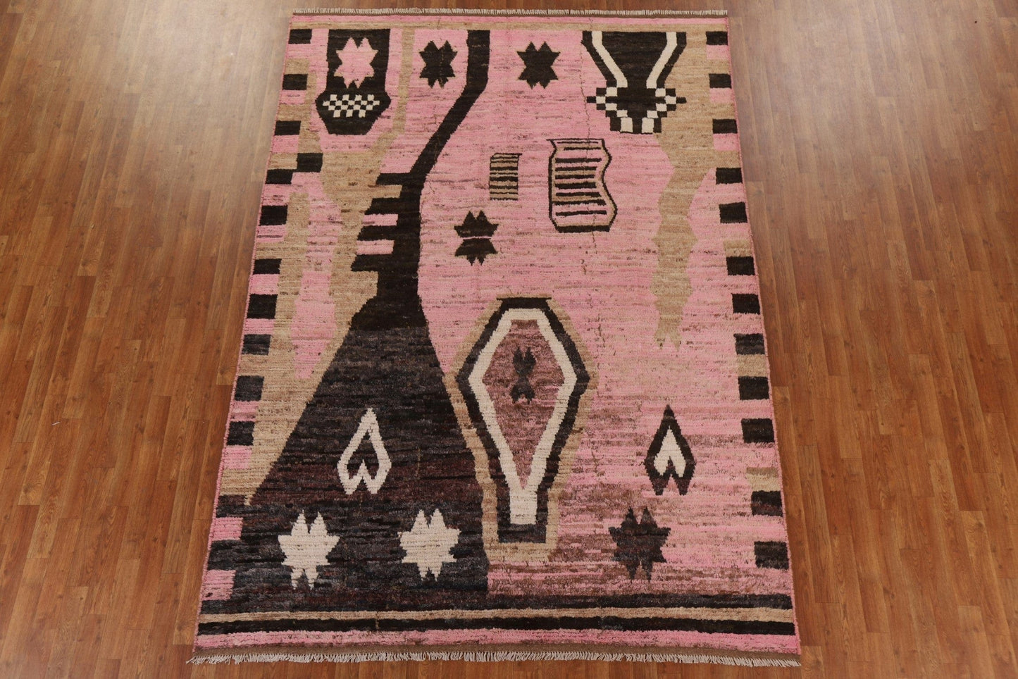 Pink Moroccan Oriental Area Rug 7x10