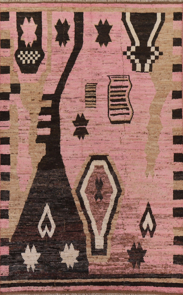 Pink Moroccan Oriental Area Rug 7x10