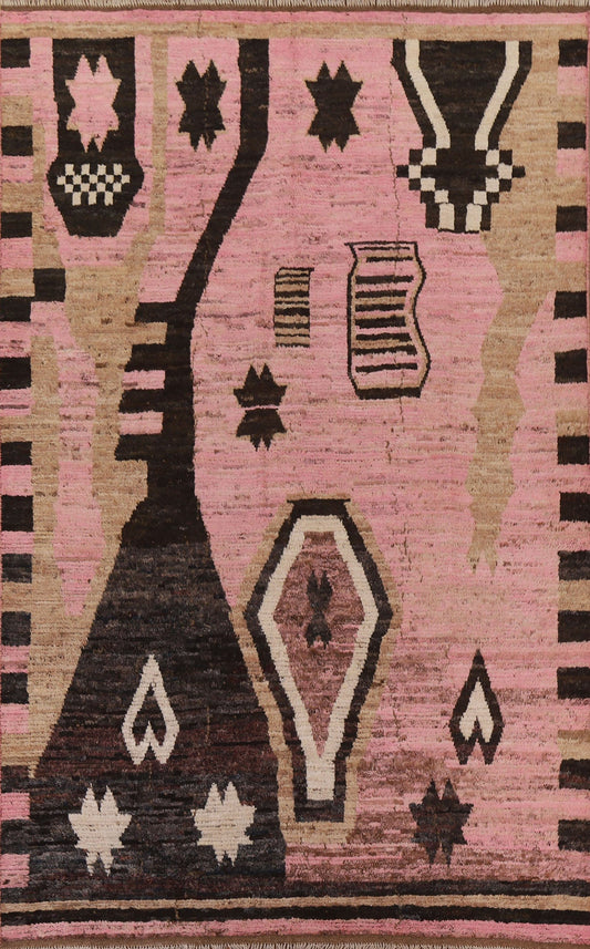 Pink Moroccan Oriental Area Rug 7x10