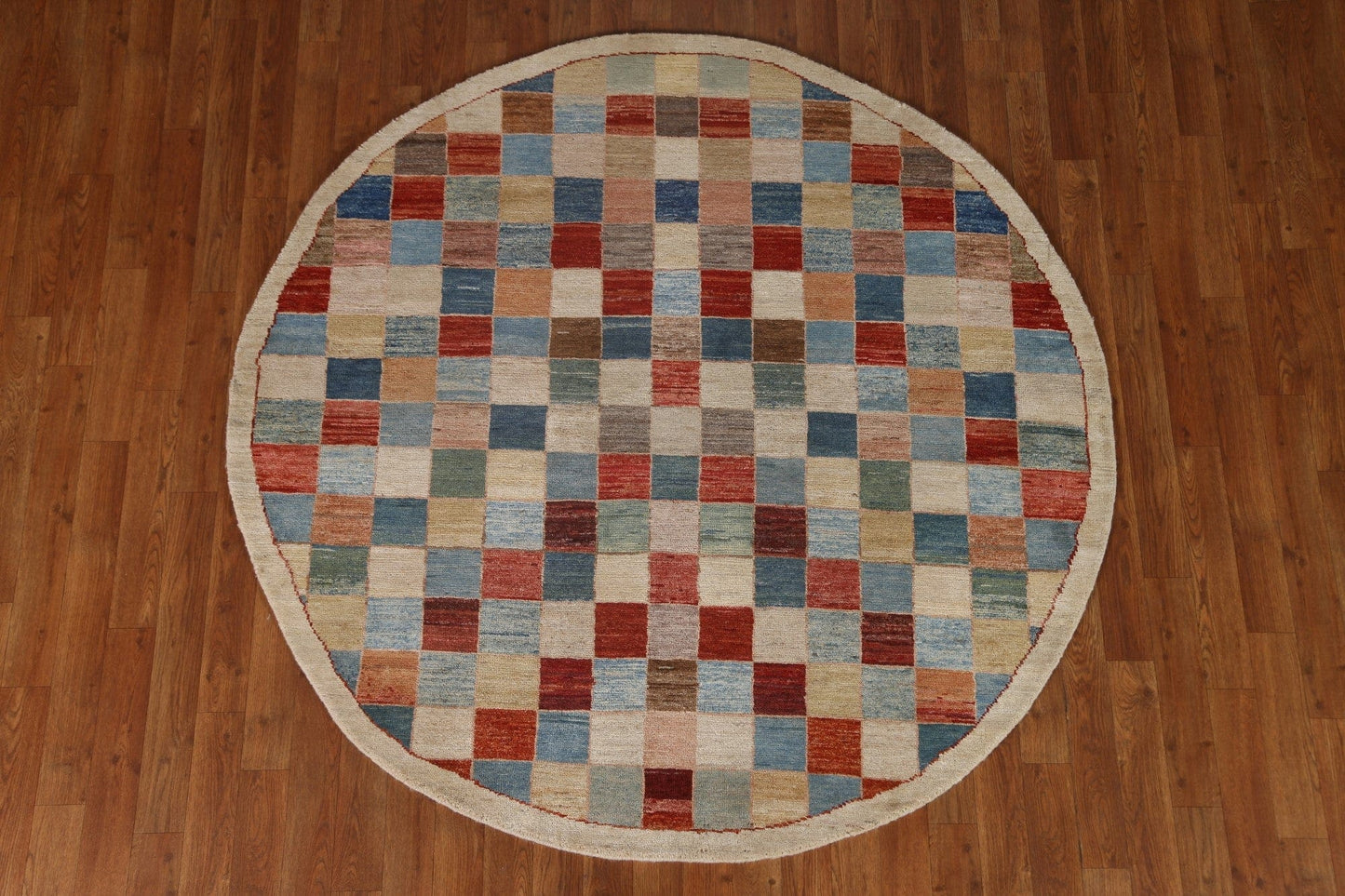 Checkered Gabbeh Round Area Rug 5x5