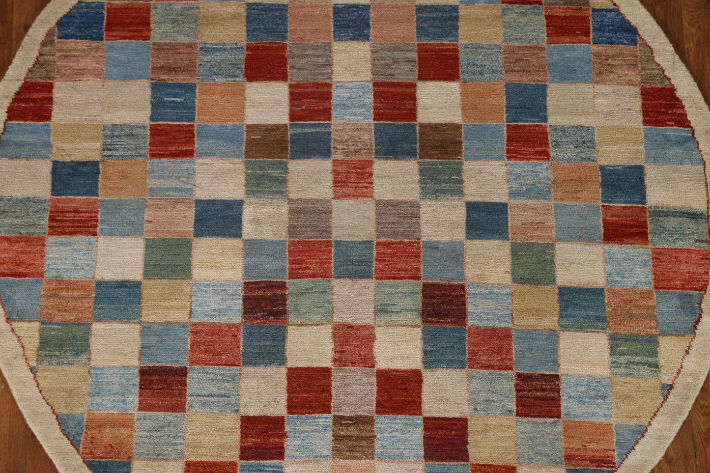 Checkered Gabbeh Round Area Rug 5x5