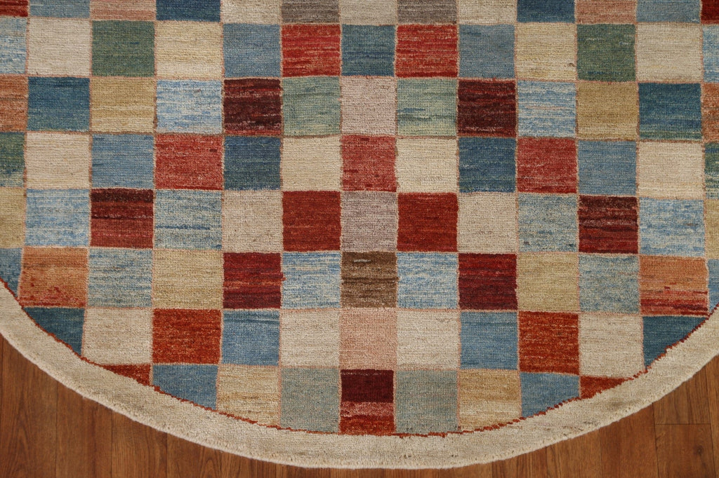 Checkered Gabbeh Round Area Rug 5x5