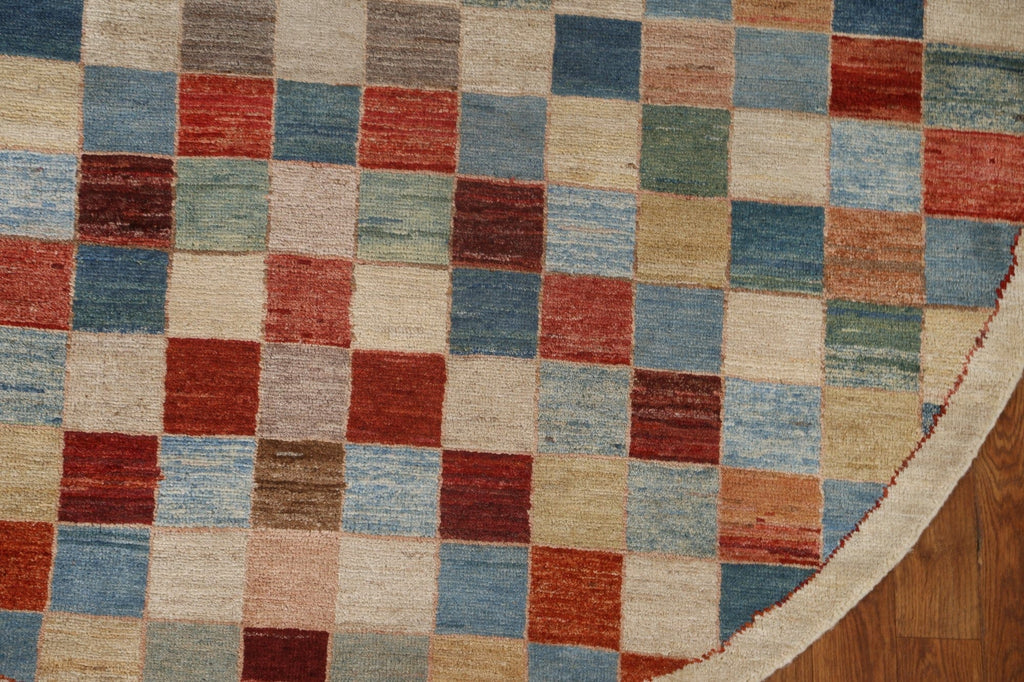 Checkered Gabbeh Round Area Rug 5x5